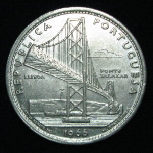 PORTUGAL , 20 ESCUDOS DE 1966 , PUENTE SALAZAR . PLATA