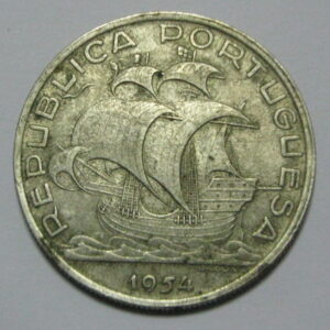 PORTUGAL , 10 ESCUDOS DE 1954 . PLATA